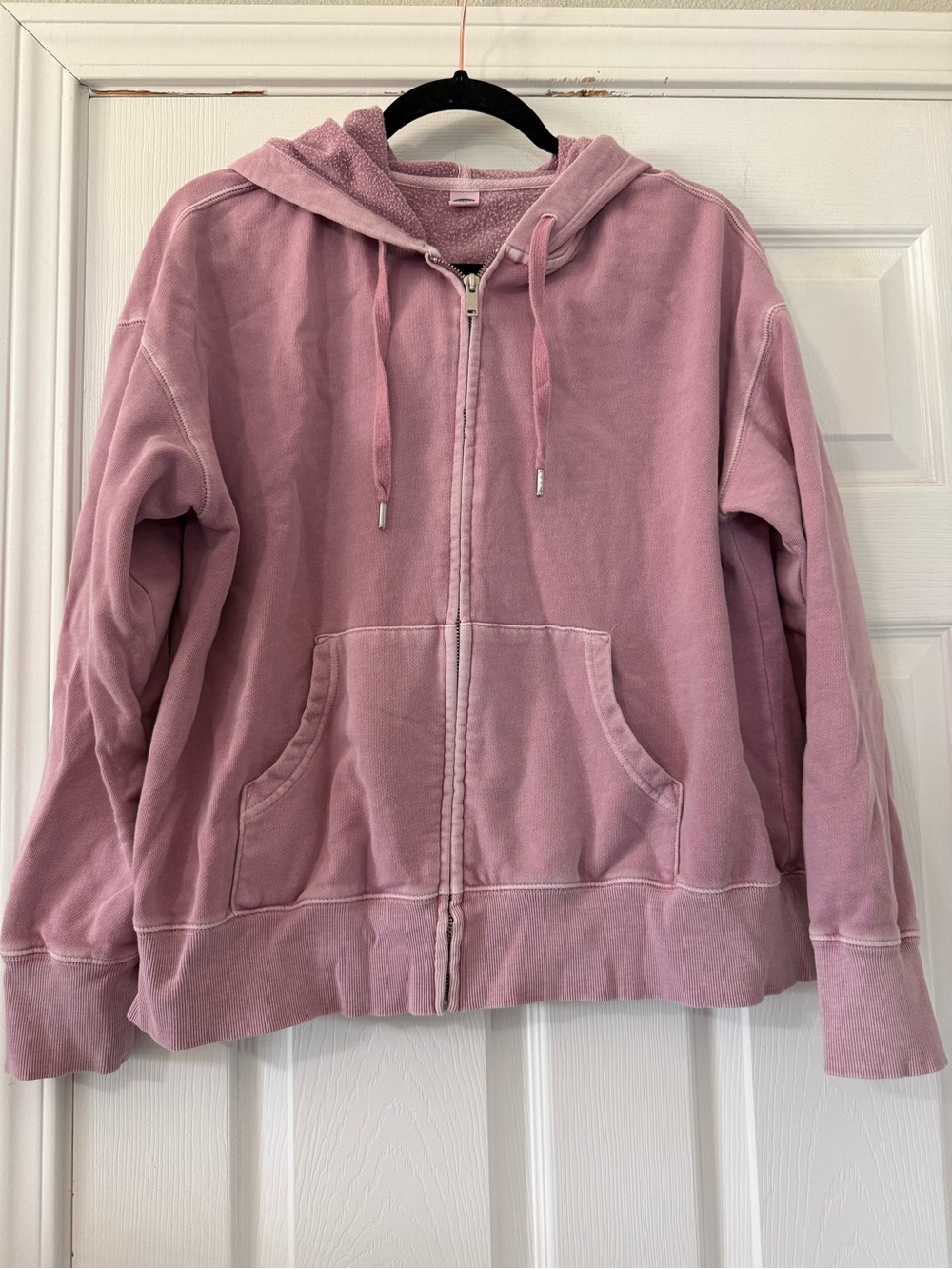 Old Navy Dusty Rose Zip-Up Hooded Sweatshirt- Medium